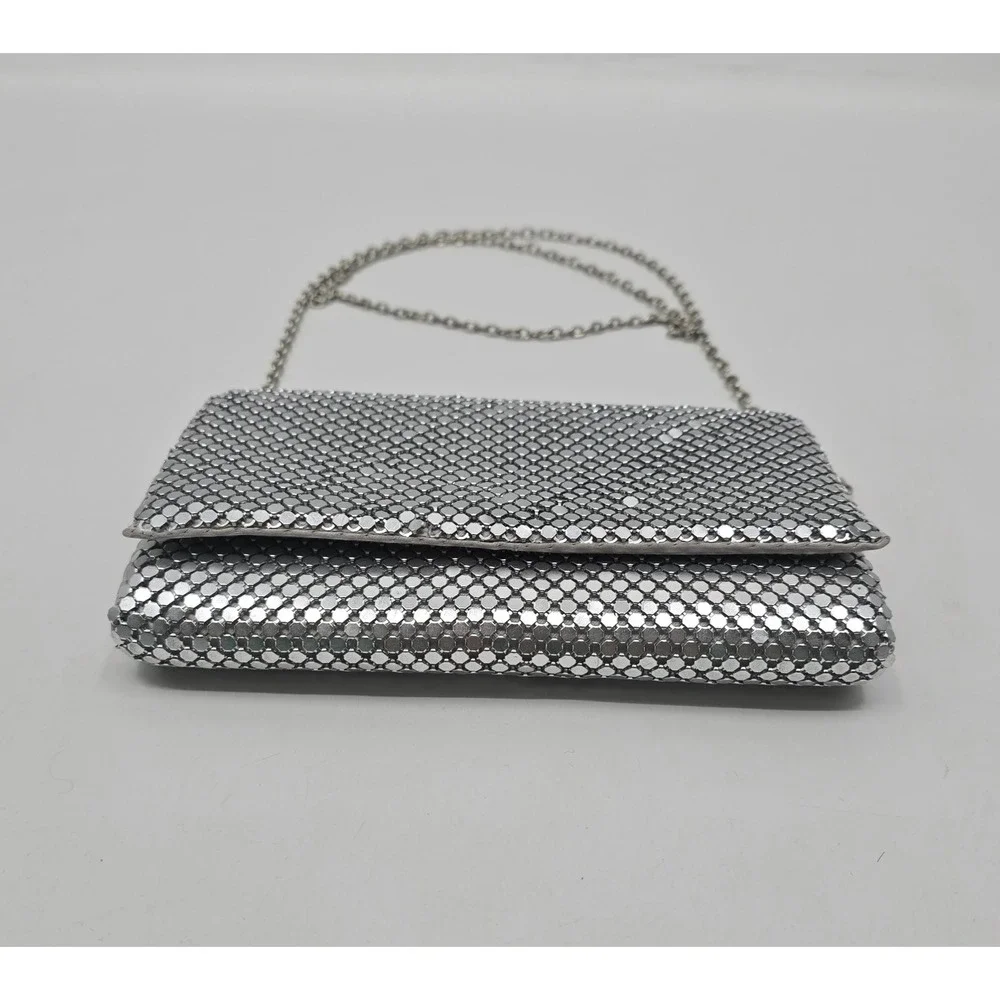 Gunne Sax Jessica McClintock Silver Metal Mesh Evening Bag Y2K Chain Purse